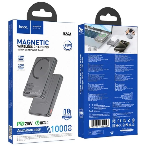 HOCO powerbank 10 000 mAh kompatibilis MagSafe PD QC 2A 20W Q26A fém szürke - 4