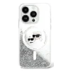  iPhone 16 Átlátszó Karl Lagerfeld Liquid Glitter Karl&Choupette Head Magsafe tok