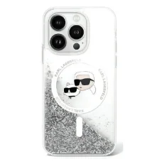  iPhone 16 Átlátszó Karl Lagerfeld Liquid Glitter Karl&Choupette Head Magsafe tok