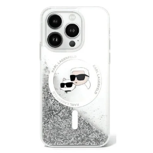  iPhone 16 Átlátszó Karl Lagerfeld Liquid Glitter Karl&Choupette Head Magsafe tok - 1