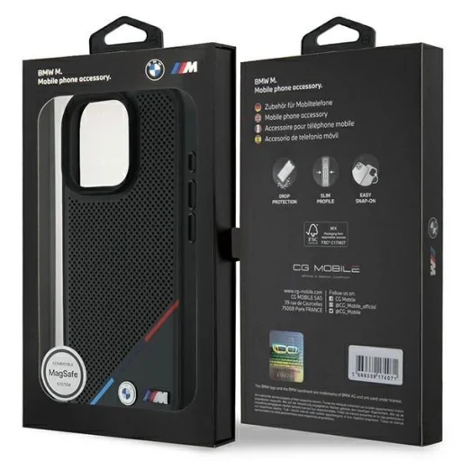  iPhone 16 Pro BMW M Perforated Tricolor Line MagSafe tok - Fekete - 8