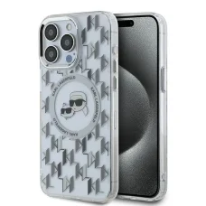 iPhone 15 Pro Átlátszó Karl Lagerfeld IML Monogram Karl & Choupette Head MagSafe tok