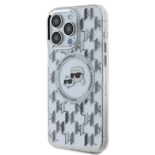  iPhone 15 Pro Max Átlátszó Karl Lagerfeld IML Monogram Karl & Choupette Head MagSafe tok - 2