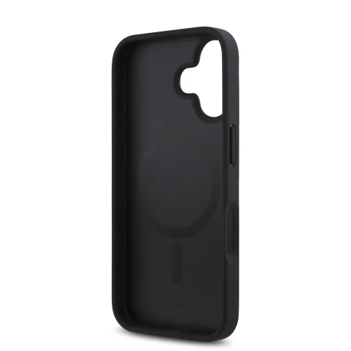  iPhone 16 Fekete DKNY PU Bőr Ismétlődő Minta Stack Logós MagSafe Tok - 5