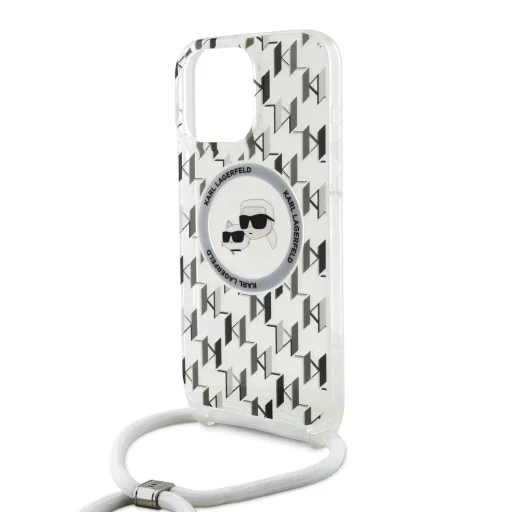  iPhone 16 Pro Max átlátszó Karl Lagerfeld IML Monogram Crossbody K&CH Heads MagSafe tok - 3