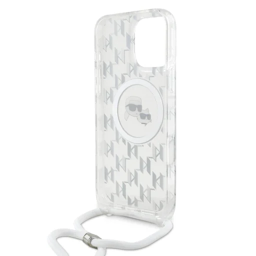  iPhone 16 Pro Max átlátszó Karl Lagerfeld IML Monogram Crossbody K&CH Heads MagSafe tok - 4