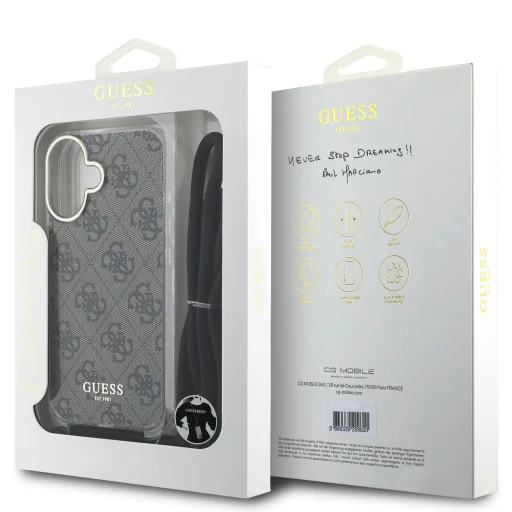  iPhone 16 Barna Guess IML 4G Nyomott Crossbody Pántos tok - 6