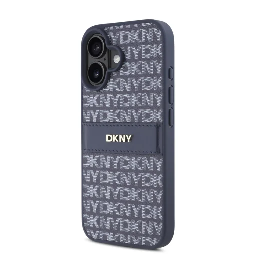  iPhone 16 Kék DKNY PU Bőr Tonális Csíkos Minta tok - 3