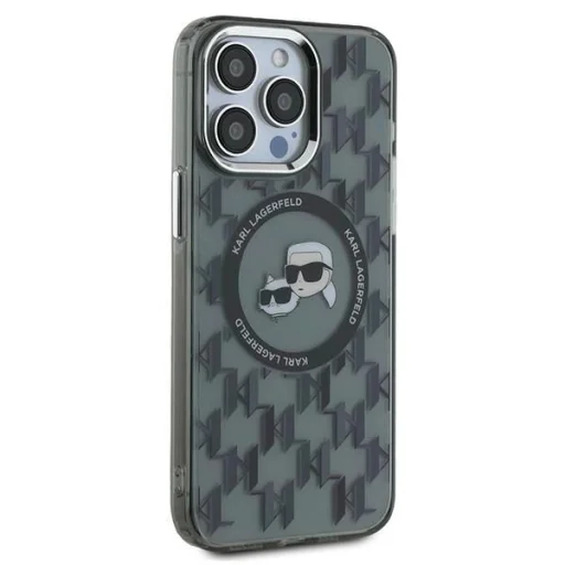  iPhone 15 Pro Fekete Karl Lagerfeld IML Monogram Karl & Choupette Head MagSafe tok - 4