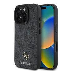  iPhone 16 Pro Szürke Guess PU 4G Small Metal Logo MagSafe tok