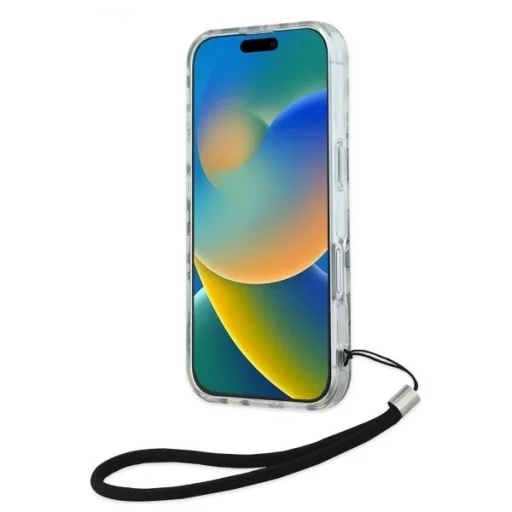  iPhone 16 Fekete Karl Lagerfeld IML Zebra Mintás és Zsinóros tok - 4