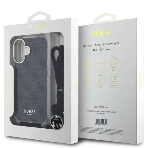  iPhone 16 Fekete Guess IML 4G Nyomtatott Keresztpántos tok - 6