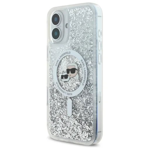  iPhone 16 Plus Átlátszó Karl Lagerfeld Liquid Glitter Karl & Choupette Head Magsafe tok - 2