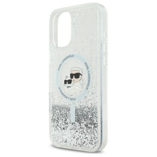  iPhone 16 Plus Átlátszó Karl Lagerfeld Liquid Glitter Karl & Choupette Head Magsafe tok - 3