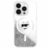  iPhone 16 Átlátszó Karl Lagerfeld Liquid Glitter Choupette Head Magsafe tok