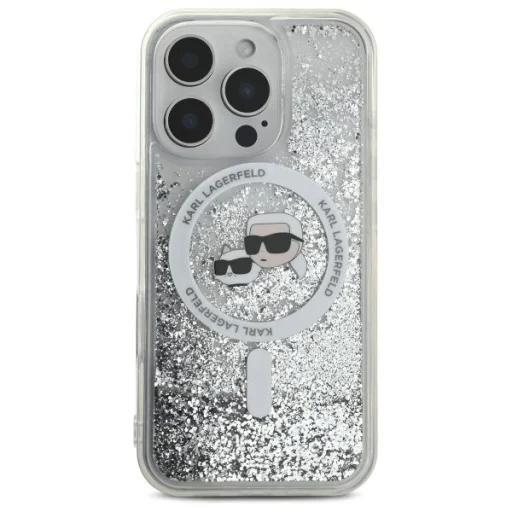  iPhone 16 Pro Max Átlátszó Karl Lagerfeld Liquid Glitter Karl & Choupette Fej Magsafe Tok - 3