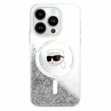  iPhone 16 Pro Átlátszó Karl Lagerfeld Liquid Glitter Karl Head Magsafe tok