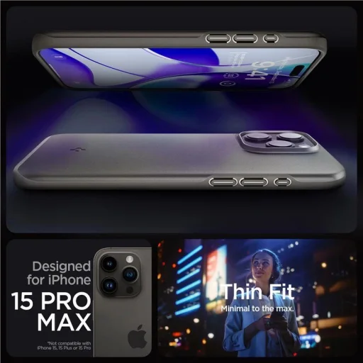 Spigen Thin Fit, gunmetal - iPhone 15 Pro Max - 3