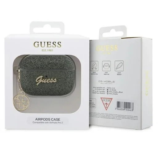 Guess GUAP2GLGSHA AirPods Pro 2 tok zöld/keki Glitter Flake 4G Charm tok - 7