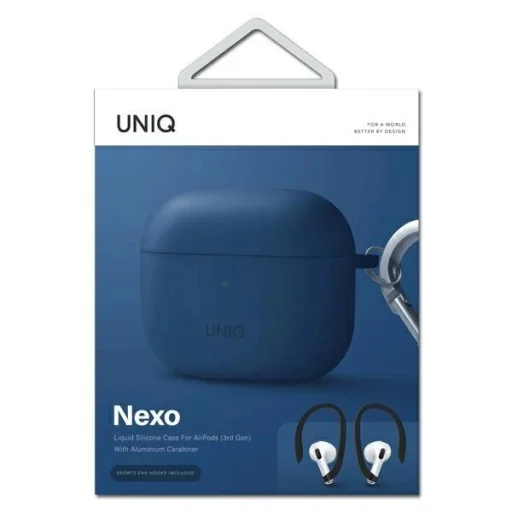 Uniq Nexo tok AirPods 3 + Fülkampók szilikon - kék - 5