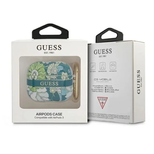 Guess GUA3HHFLN AirPods 3 tok zöld/virágmintás Flower Strap kollekció, - 3