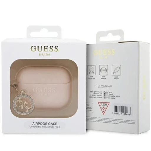 Guess GUAP23DSLGHDP AirPods Pro 2 tok rózsaszín/rózsaszín 3D Gumi 4G Gyémánt Dísz - 7