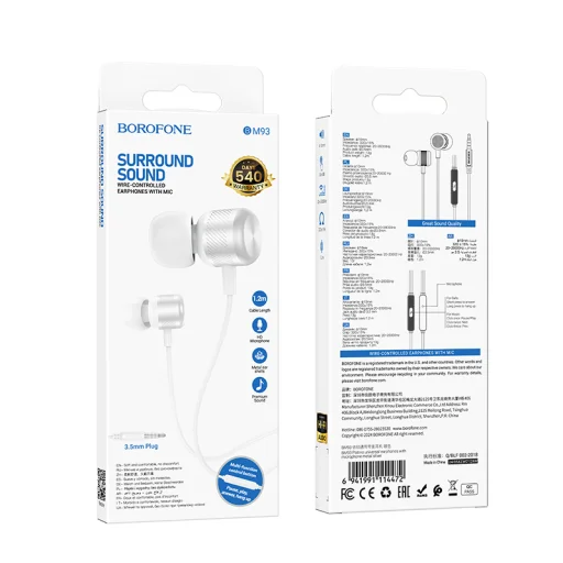 Borofone BM93 Platinum fülhallgató mikrofonnal ezüst - 4