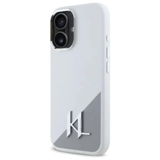  iPhone 16 6.1" fehér Karl Lagerfeld KLHMP16SSCMKMPCH kemény tok Silicone Initial Metal Logo MagSafe tok - 2