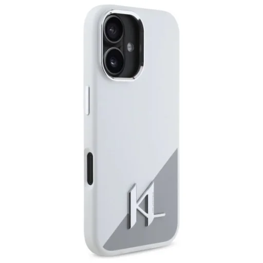  iPhone 16 6.1" fehér Karl Lagerfeld KLHMP16SSCMKMPCH kemény tok Silicone Initial Metal Logo MagSafe tok - 4