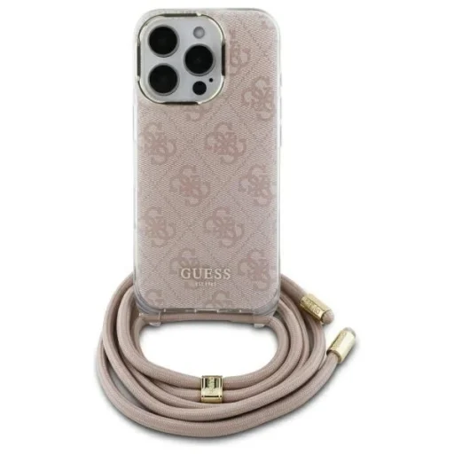  iPhone 16 6.1" pink Guess GUHCP16SHC4SEP hardcase Crossbody Cord 4G Print tok - 1