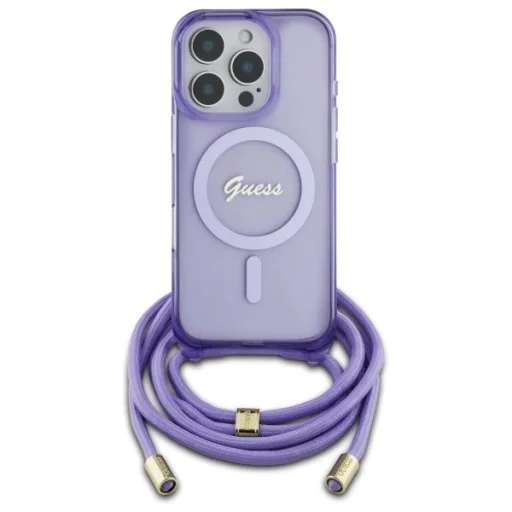  iPhone 16 Pro Max 6.9" lila/lila Guess GUHMP16XHCTSGNSU keménytok Crossbody Cord Script MagSafe tok - 2
