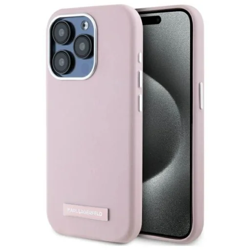  iPhone 15 Pro Max 6.7" pink Karl Lagerfeld KLHMP15XPGMSRPP hardcase FW Metal Plate MagSafe tok - 1