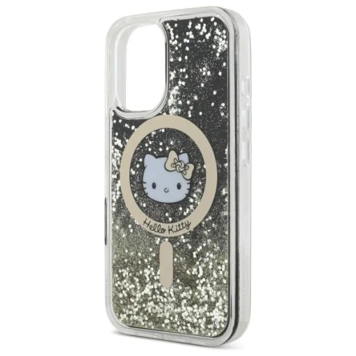 Hello Kitty HKHMP16SLGDIK iPhone 16 6.1" fekete-arany kemény tok Liquid Glitter Fever MagSafe - 6