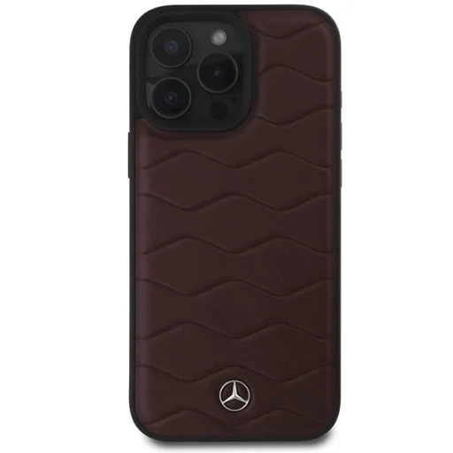 Mercedes MB Waves bőr tok iPhone 16 Pro Max - Piros tok - 3