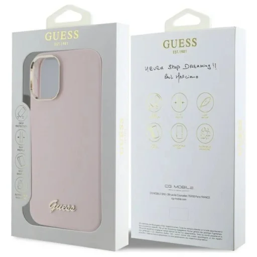  iPhone 16 6.1" pink/pink Guess GUHCP16SSMBSLP hardcase Silicone Script Metal Logo & Frame tok - 8