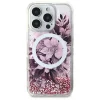  iPhone 16 Pro Max 6.9" Pink/Pink Guess Liquid Glitter Flower MagSafe keménytok thumbnail