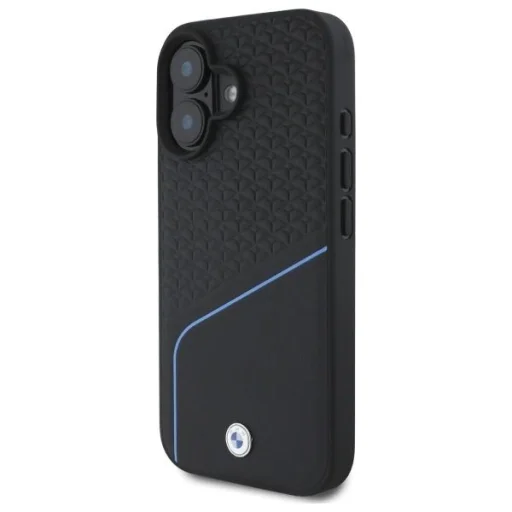  Apple iPhone 16 6.1" fekete/fekete BMW Sign Leather Textured And Line MagSafe bőrhatású tok BMHMP16S23RDCLK - 2