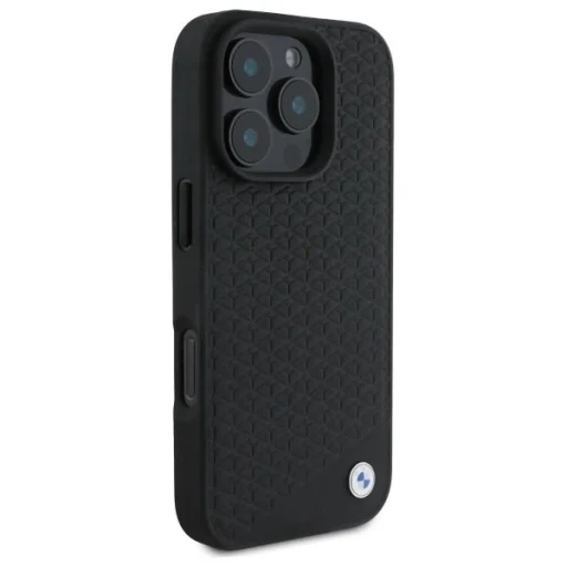  Apple iPhone 16 Pro 6.3" fekete/fekete BMW BMHMP16L23RDDK kemény tok Sign Leather Diamond fém logó MagSafe tok - 4