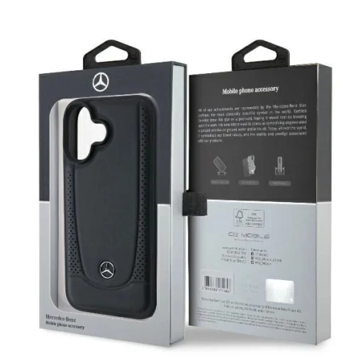 Mercedes Bőr Urban iPhone 16 tok - Fekete - 8