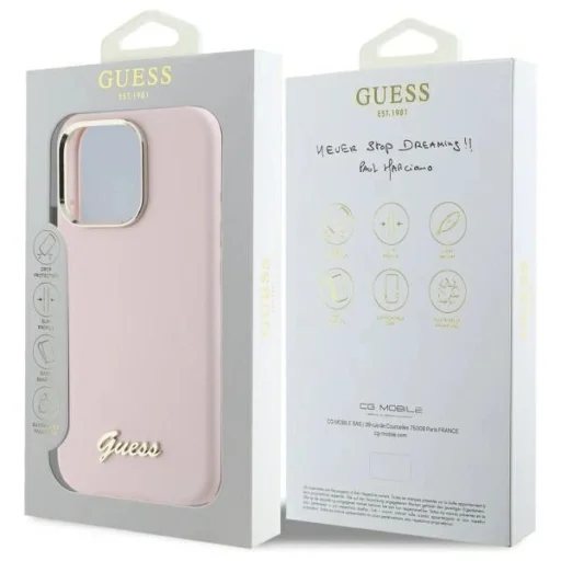  iPhone 16 Pro 6.3" pink/pink Guess GUHCP16LSMBSLP szilikon tok Script Metal Logo & Keret - 8