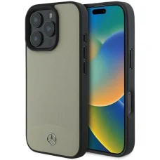 Mercedes MB Textured and Plain Leather MagSafe tok iPhone 16 Pro Max - bézs