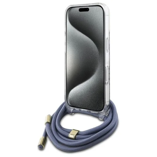  iPhone 16 Pro 6.3" Kék/Kék Guess GUHCP16LHC4SEB Crossbody zsinóros 4G mintázatú tok - 4