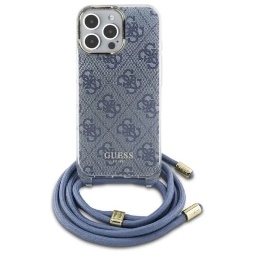  iPhone 16 Pro 6.3" Kék/Kék Guess GUHCP16LHC4SEB Crossbody zsinóros 4G mintázatú tok - 2