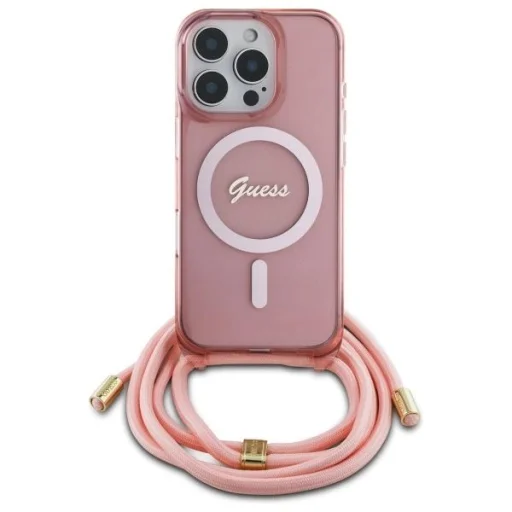  iPhone 16 Pro Max 6.9" Rózsaszín/Rózsaszín Guess GUHMP16XHCTSGNSP Keménytok Crossbody Cord Script MagSafe tok - 2