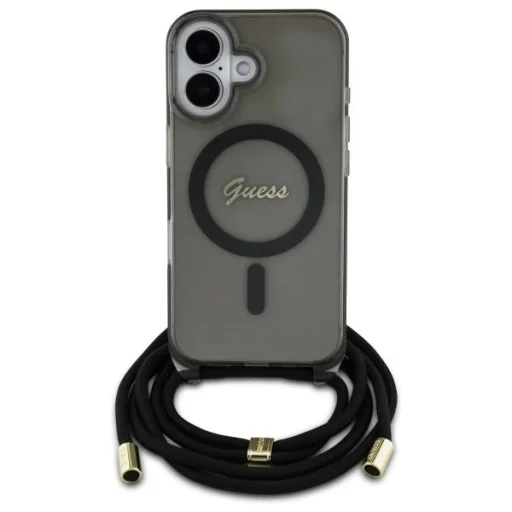  iPhone 16 6.1" fekete/fekete Crossbody Cord Script MagSafe Guess GUHMP16SHCTSGNSK keménytok - 2
