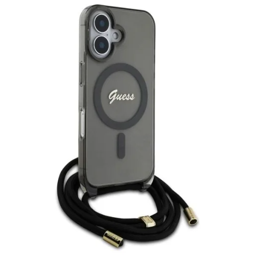  iPhone 16 6.1" fekete/fekete Crossbody Cord Script MagSafe Guess GUHMP16SHCTSGNSK keménytok - 3
