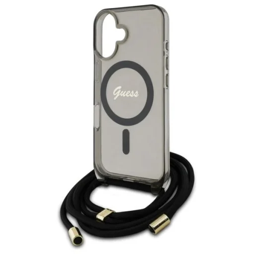  iPhone 16 6.1" fekete/fekete Crossbody Cord Script MagSafe Guess GUHMP16SHCTSGNSK keménytok - 5