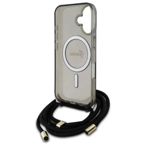  iPhone 16 6.1" fekete/fekete Crossbody Cord Script MagSafe Guess GUHMP16SHCTSGNSK keménytok - 6