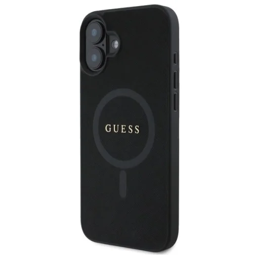  iPhone 16 6.1" Guess GUHMP16SPSAHMCK fekete/fekete Saffiano Classic Logo MagSafe tok - 2