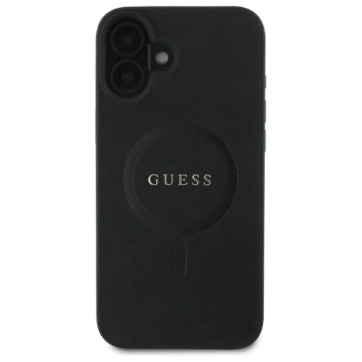  iPhone 16 6.1" Guess GUHMP16SPSAHMCK fekete/fekete Saffiano Classic Logo MagSafe tok - 3
